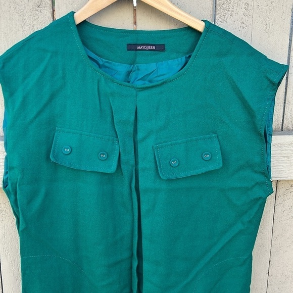 May Queen Vintage Dress Emerald Green 100% Wool St. Patricks Day - Picture 2 of 9